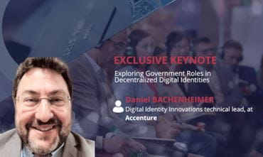 illustrative banner of Daniel BACHENHEIMER with the theme of his conference: Exploring Government Roles in Decentralized Digital Identities