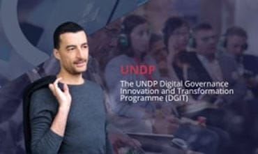 illustrative banner of Chahine Hamila with the theme of his conference: empowering digital governance : insights on the UNDP DGIT programme